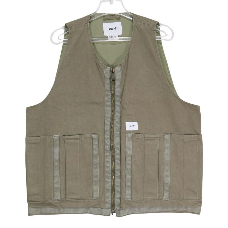 WTAPS ダブルタップス 20SS RACK/VEST.COTTON.OXFORD 201BRDT-JKM05 ラックベスト コットンオックスフォード オリーブドラブ トップス ジップアップ サイズ01(S)