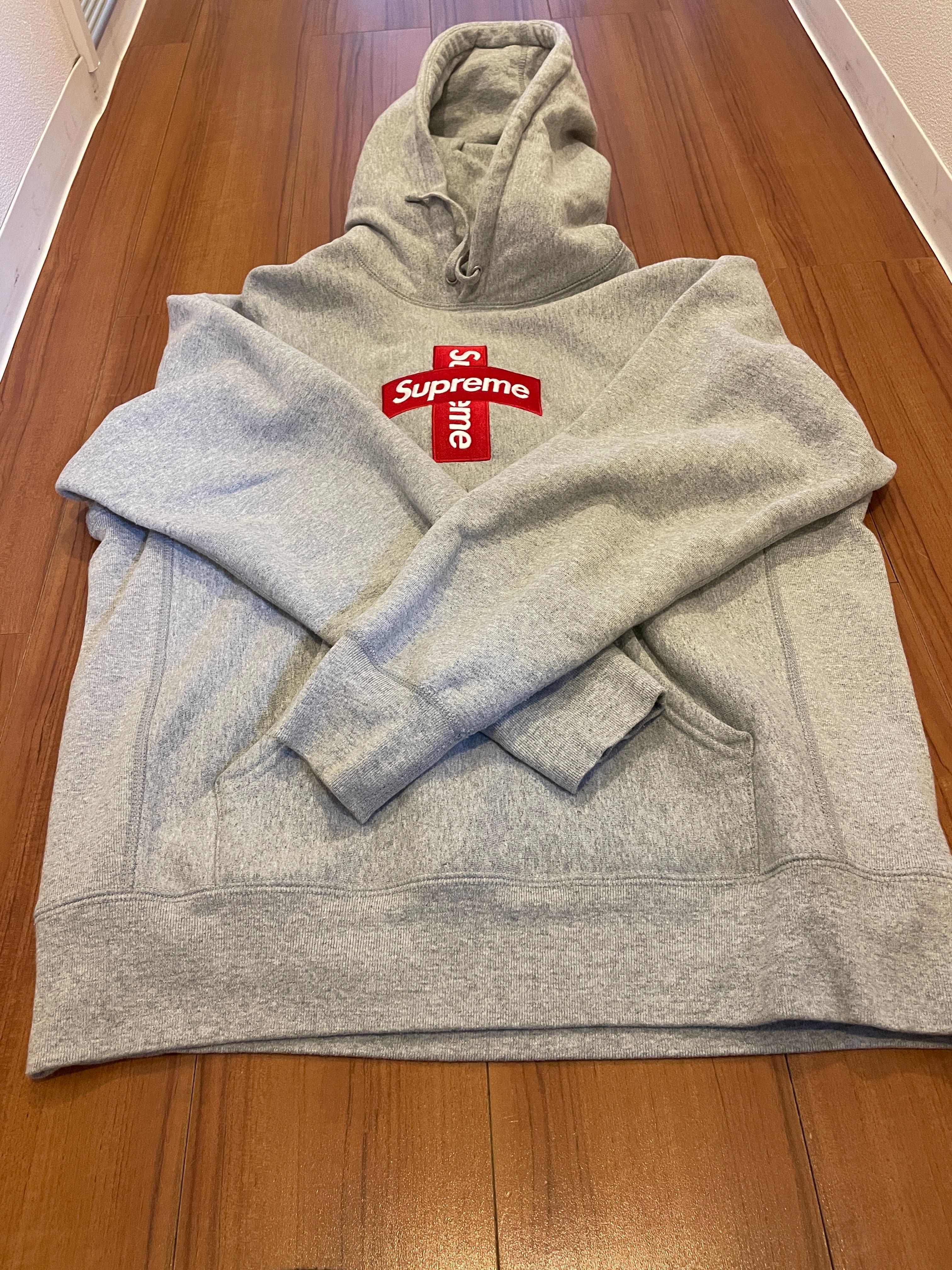 Supreme Cross Box Logo Hooded Sweatshirt "Grey"