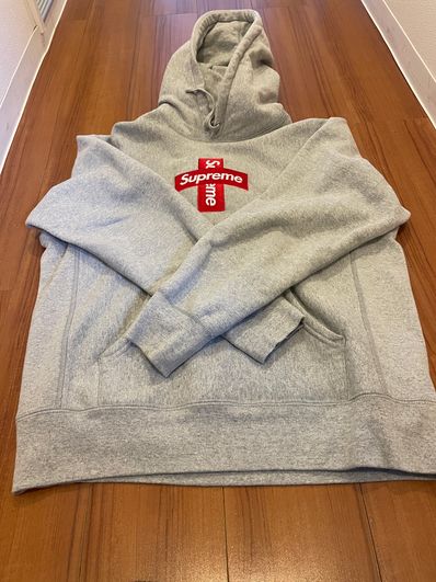 Supreme Cross Box Logo Hooded Sweatshirt "Grey"