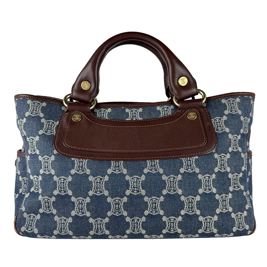 セリーヌ CELINE ハンドバッグ パリマカダム ブギーバッグ デニム/レザー ブルー/ブラウン レディース【中古】 z10780