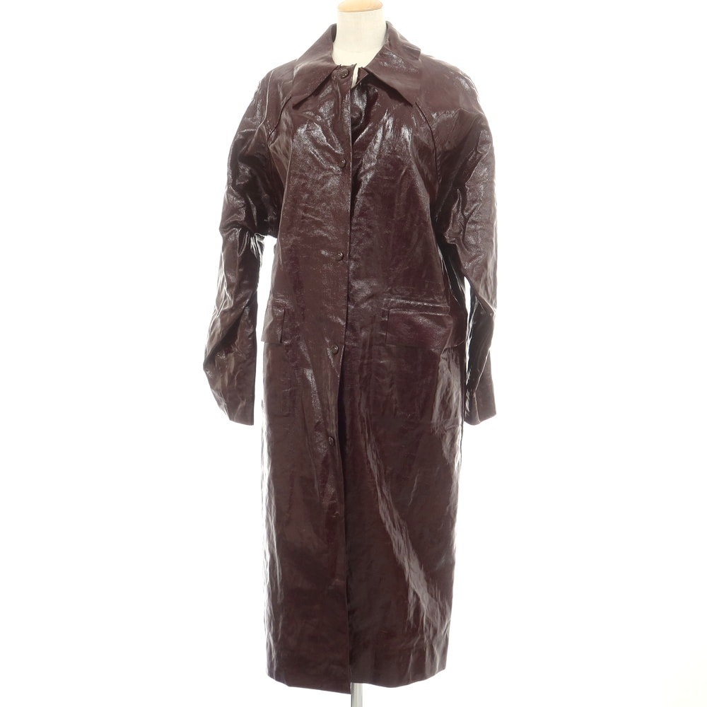 【中古】ザラ ZARA × KASSL EDITIONS コーティングリネン ステンカラーコート バーガンディ【サイズL】【レディース】