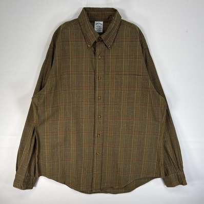 古着 ブルックスブラザーズ Brooks Brothers 長袖シャツ チェック フランネル SLIM FIT L ブラウン系 マルチカラー メンズ