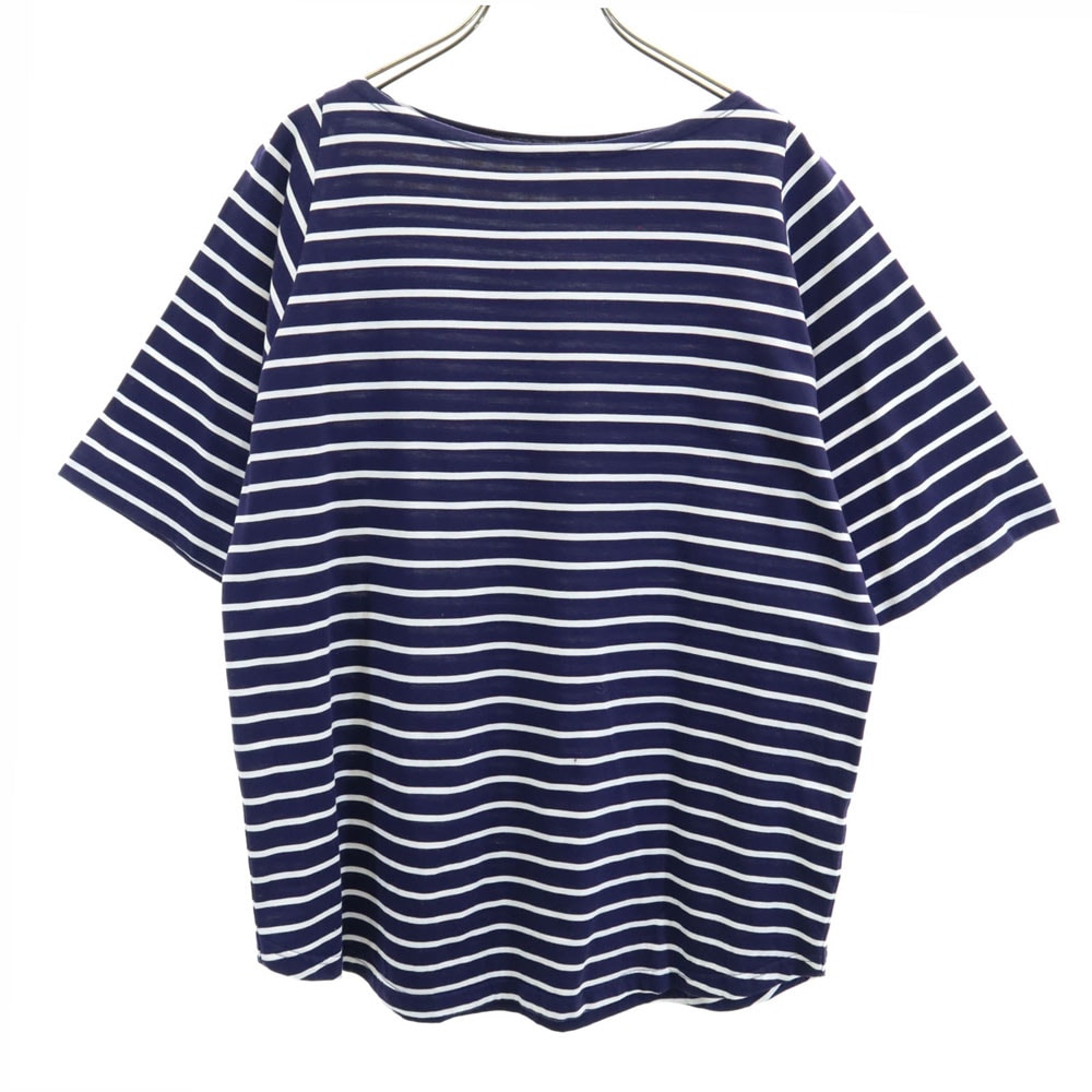 08sircus ゼロエイトサーカス 日本製 ボーダー柄 5分袖 ボートネック Tシャツ 2/48 ネイビー
