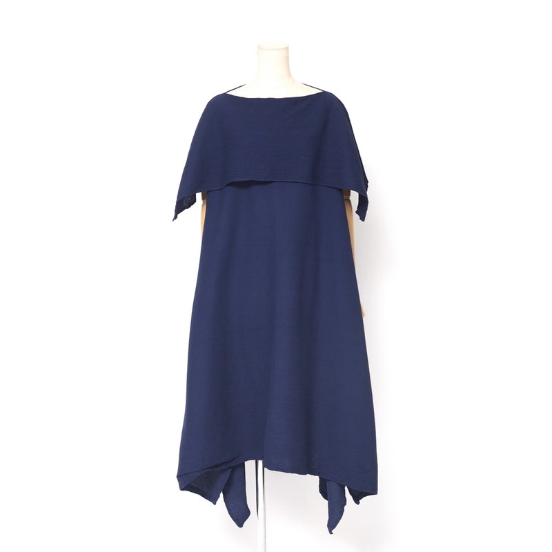 ■美品■ISSEY MIYAKE イッセイミヤケ ワンピース サイズ2 ボートネック イレギュラーヘム コットン100% ブランド古着【中古】20241007/RA1518