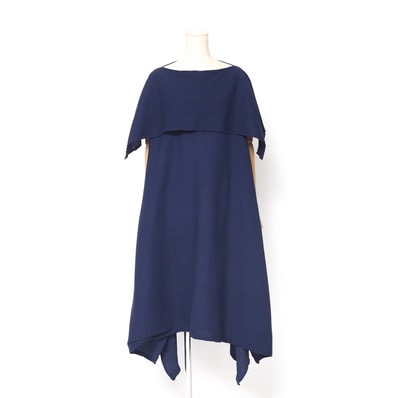 ■美品■ISSEY MIYAKE イッセイミヤケ ワンピース サイズ2 ボートネック イレギュラーヘム コットン100% ブランド古着【中古】20241007/RA1518