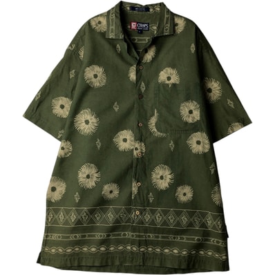 古着 ラルフローレン Ralph Lauren CHAPS チャップス 総柄 半袖 オープンカラー コットンシャツ メンズM相当/eaa640923
