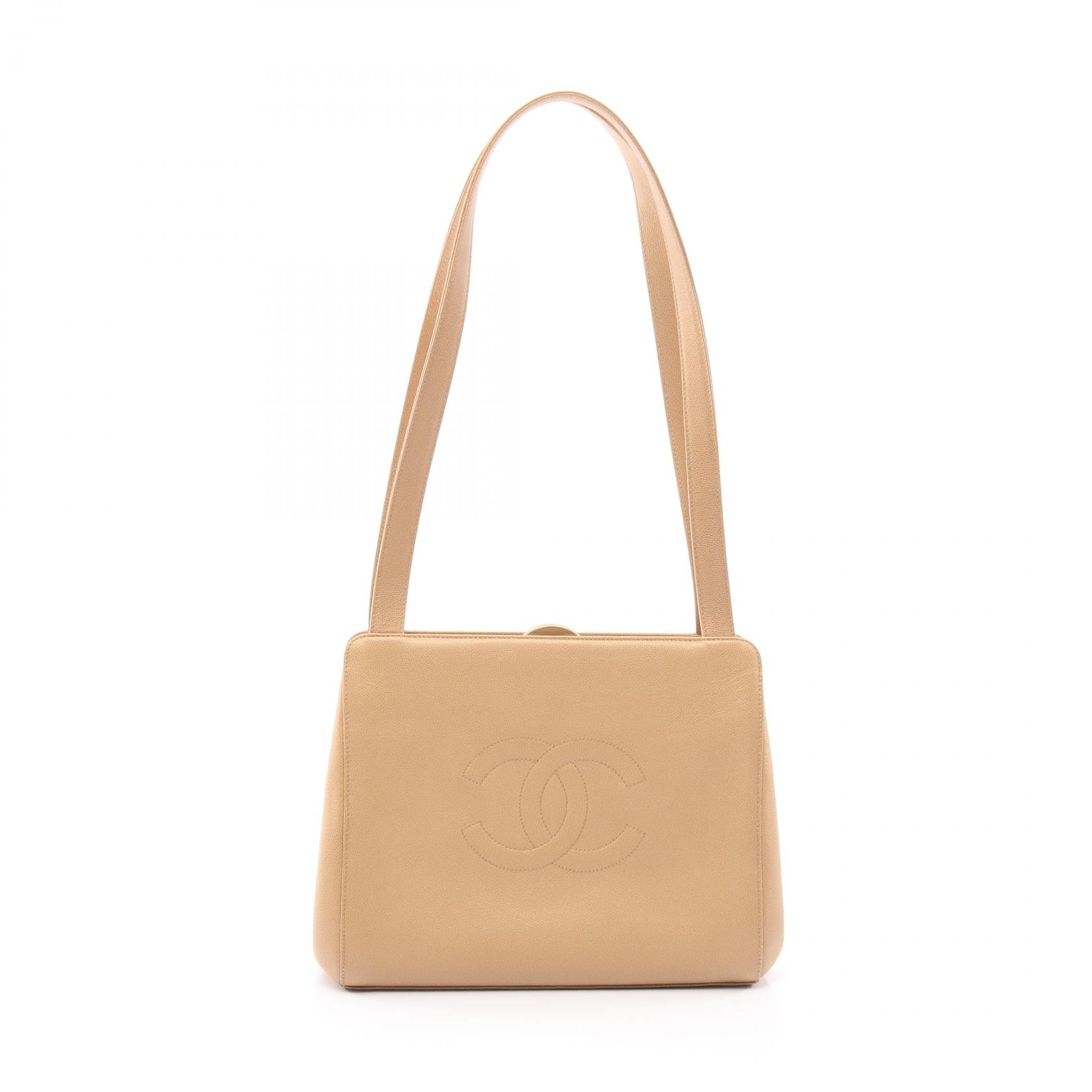 シャネル CHANEL デカココマーク ショルダーバッグ バッグ キャビアスキン(グレインドカーフ) レディース ベージュ系 【中古】