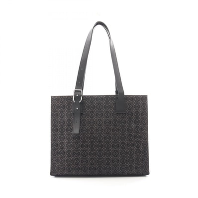 ロエベ LOEWE バックルホリゾンタル アナグラム トートバッグ バッグ キャンバス レザー メンズ ブラック系 【中古】