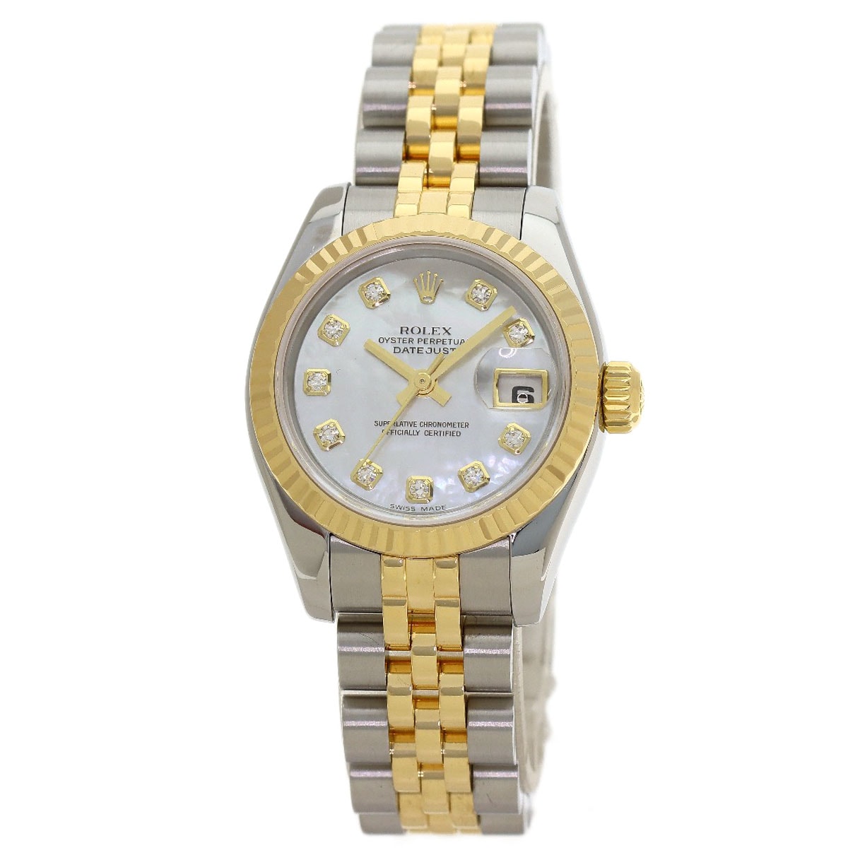 ROLEX ロレックス 179173NG デイトジャスト 10P ダイヤモンド 腕時計 SS SSxK18YG K18YG レディース [中古]
