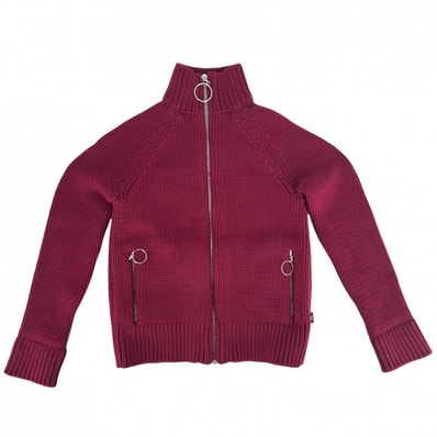 LOUIS VUITTON ルイヴィトン ニット ジップアップ トップス アパレル 服 ハイネック S ワインレッド系 シルバー金具 カシミヤ ウール レディース 秋 冬【中古品】