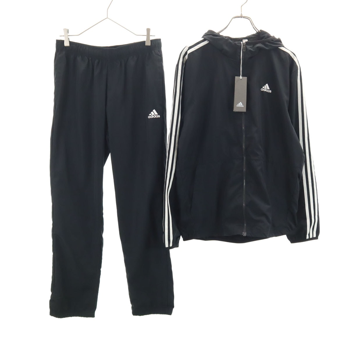 未使用 adidas アディダス トレーニング 長袖 ジップパーカー 上下セットアップ O ブラック 裏メッシュ