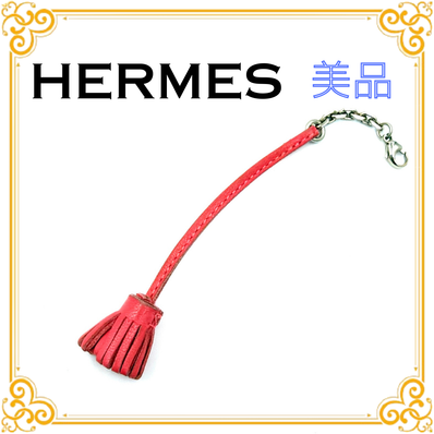 HERMES エルメス カルメンチータ 栞 しおり チャーム ピンク レディース アクセサリー キーホルダー タッセル レザー バッグチャーム