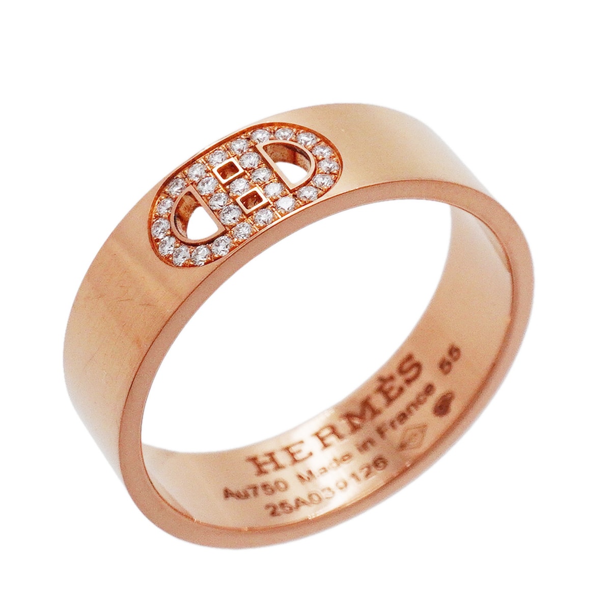 【6jhb0681】エルメス リング Hダンクル K18PG ピンクゴールド ダイヤモンド #55【中古】メンズ レディース ユニセックス
