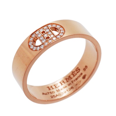 【6jhb0681】エルメス リング Hダンクル K18PG ピンクゴールド ダイヤモンド #55【中古】メンズ レディース ユニセックス