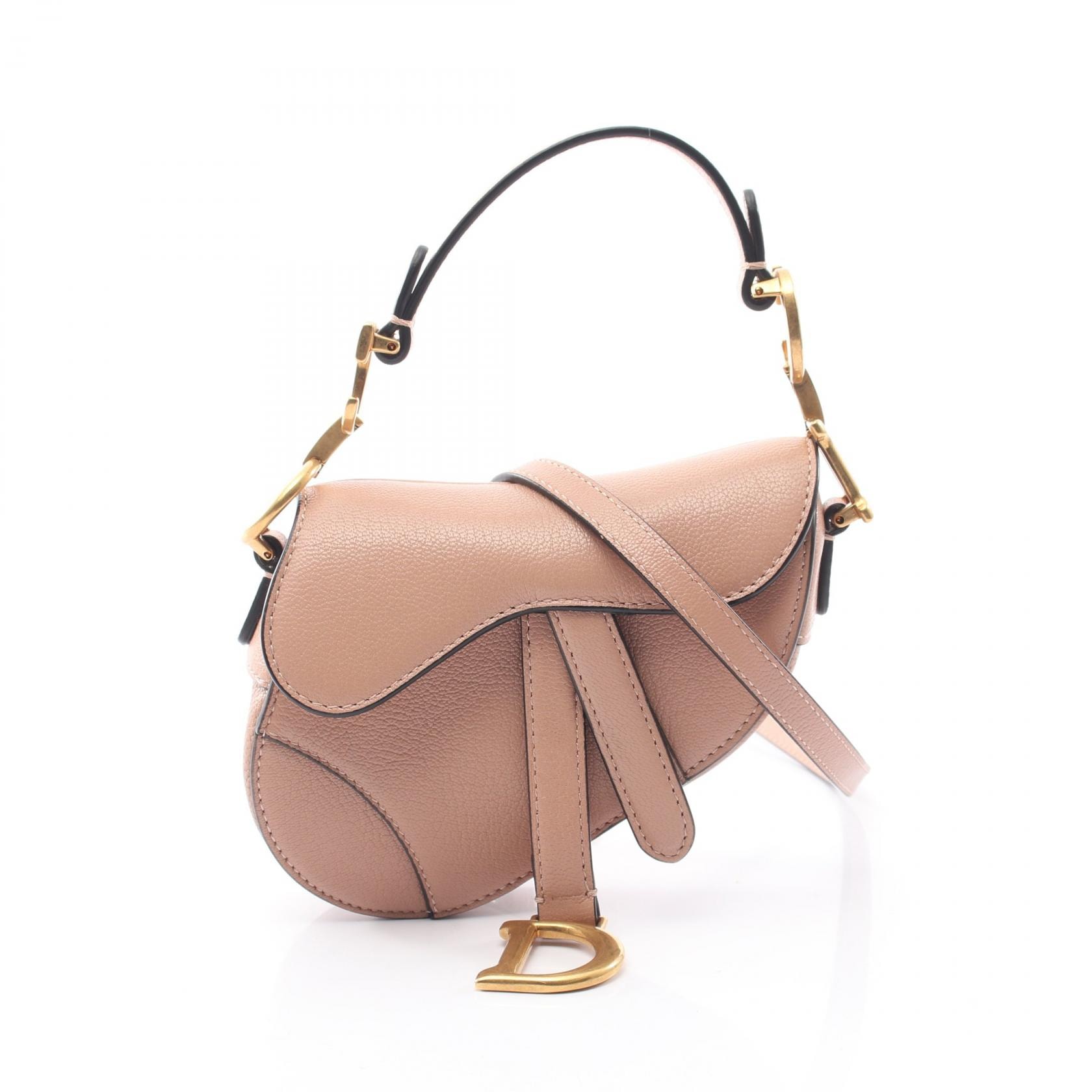 ディオール Dior サドルバッグ マイクロ 2WAY ハンドバッグ バッグ レザー レディース ピンク系 【中古】
