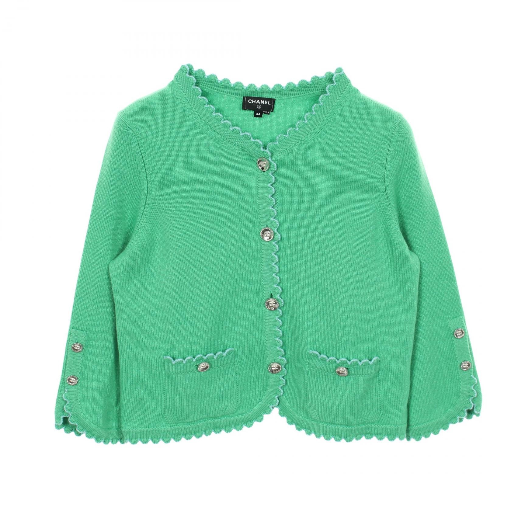 シャネル CHANEL ココマークボタン カーディガン 衣料品 トップス カシミヤ レディース グリーン系 / ブルー系 P78338K11387 【中古】