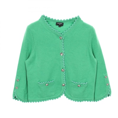 シャネル CHANEL ココマークボタン カーディガン 衣料品 トップス カシミヤ レディース グリーン系 / ブルー系 P78338K11387 【中古】