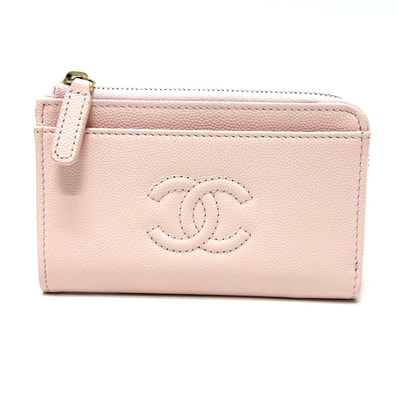 シャネル CHANEL AP4661 クルーズ コレクション フラグメントケース ジップ カードケース カードケース キャビアスキン ピンク 未使用