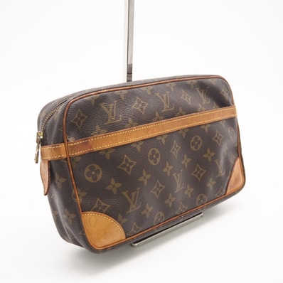 LOUIS VUITTON ルイ・ヴィトン モノグラム コンピエーニュ28 M51845 セカンドバッグ ブラウン コーティングキャンバス レザー メンズ