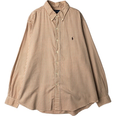 古着 ラルフローレン Ralph Lauren CLASSIC FIT クラシックフィット ギンガムチェック 長袖 ボタンダウンチェックシャツ メンズXL相当/eaa649935