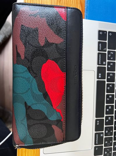COACH Floral Print Zip Around Wallet "Beige/Pink"