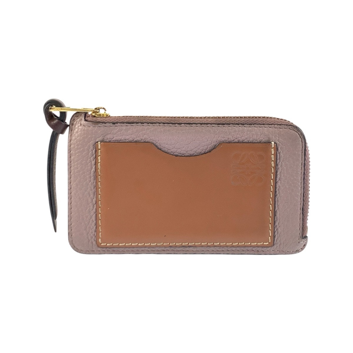 LOEWE ロエベ アナグラム パープル ブラウン ゴールド金具 レザー コインケース 小銭入れ 1-0292575 【中古】