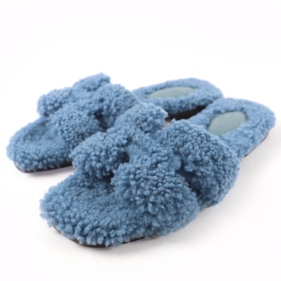 美品 エルメス サンダル オラン ブルー レディース 35