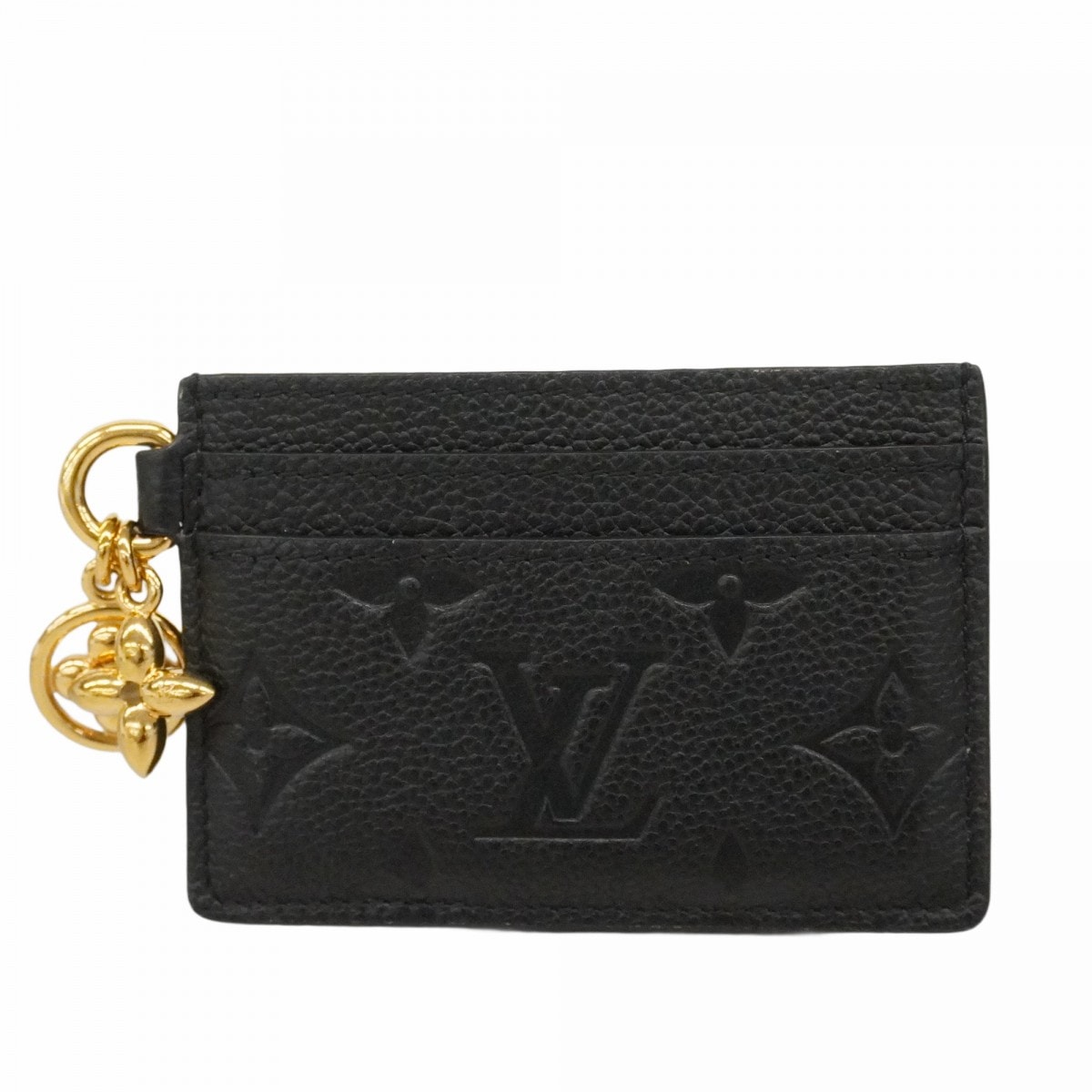 【6dc2556-k】ルイヴィトン カードケース モノグラム・アンプラント ポルトカルトLVチャーム M82132 ノワール【中古】レディース