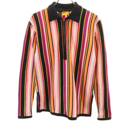 KENZO CLUB ケンゾークラブ 90s 日本製 オールド ストライプ柄 長袖 ハーフジップ ニット 38 マルチ