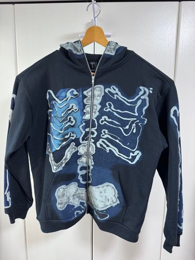 Travis Scott Cactus Jack For Fragment Skeleton Graffiti Full Zip Hoodie "Black"