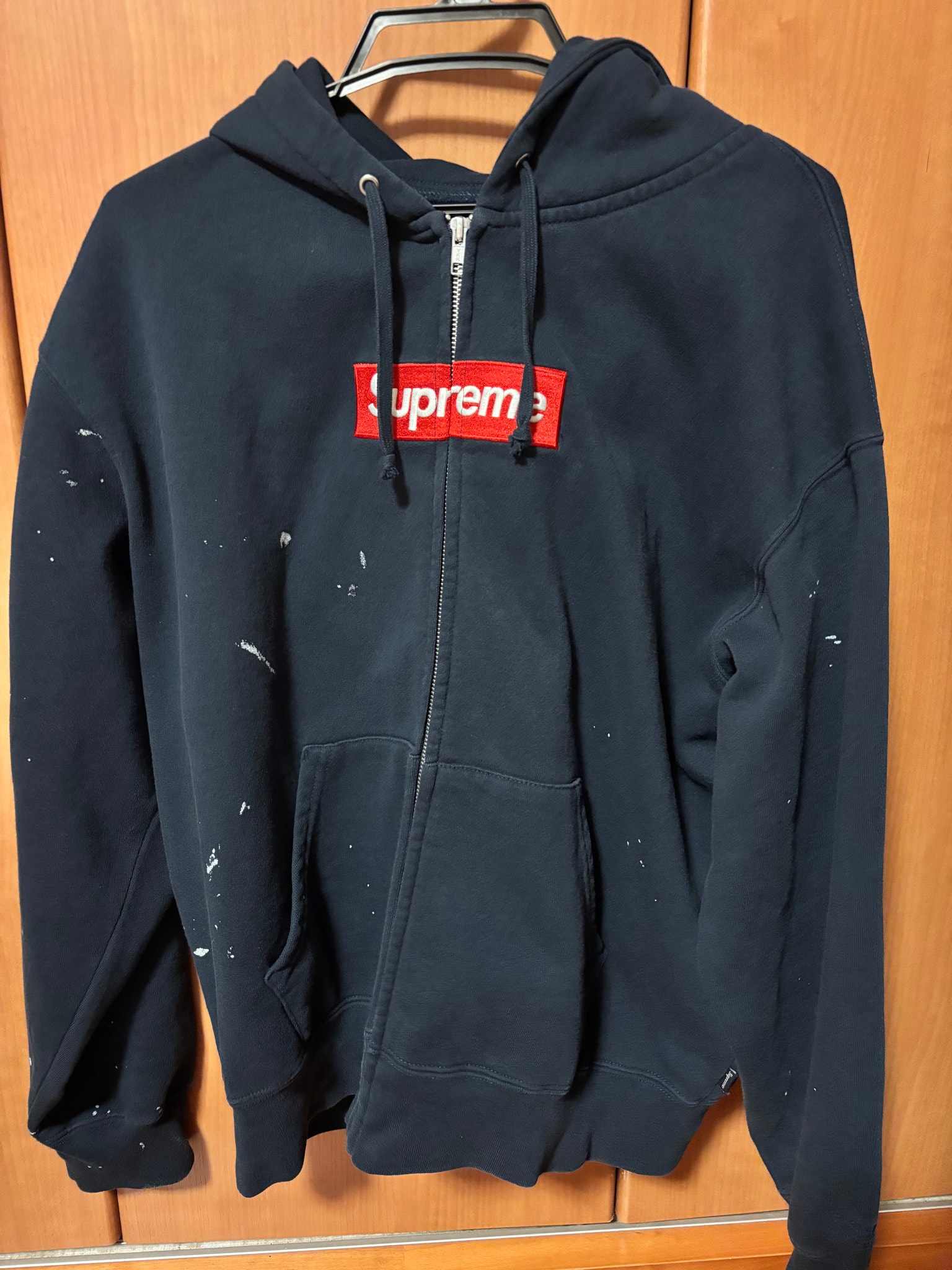 Supreme x MM6 Maison Margiela Box Logo Zip Up Hooded Sweatshirt "Navy"