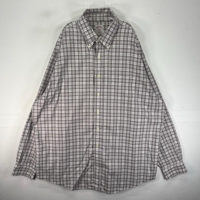 古着 ブルックスブラザーズ Brooks Brothers 長袖シャツ ボタンダウン 胸ポケット XL グレー系 チェック メンズ