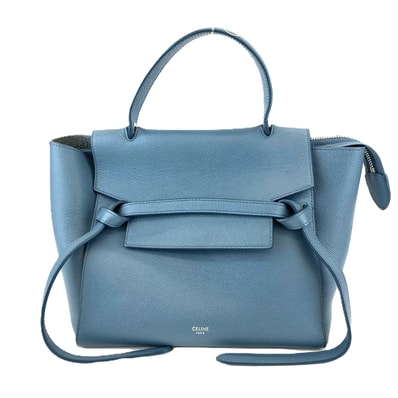 CELINE セリーヌ マイクロ ベルトバッグ 2WAY ショルダーバッグ ハンドバッグ 189153ZVA グレインカーフレザー ブルー レディース【中古】