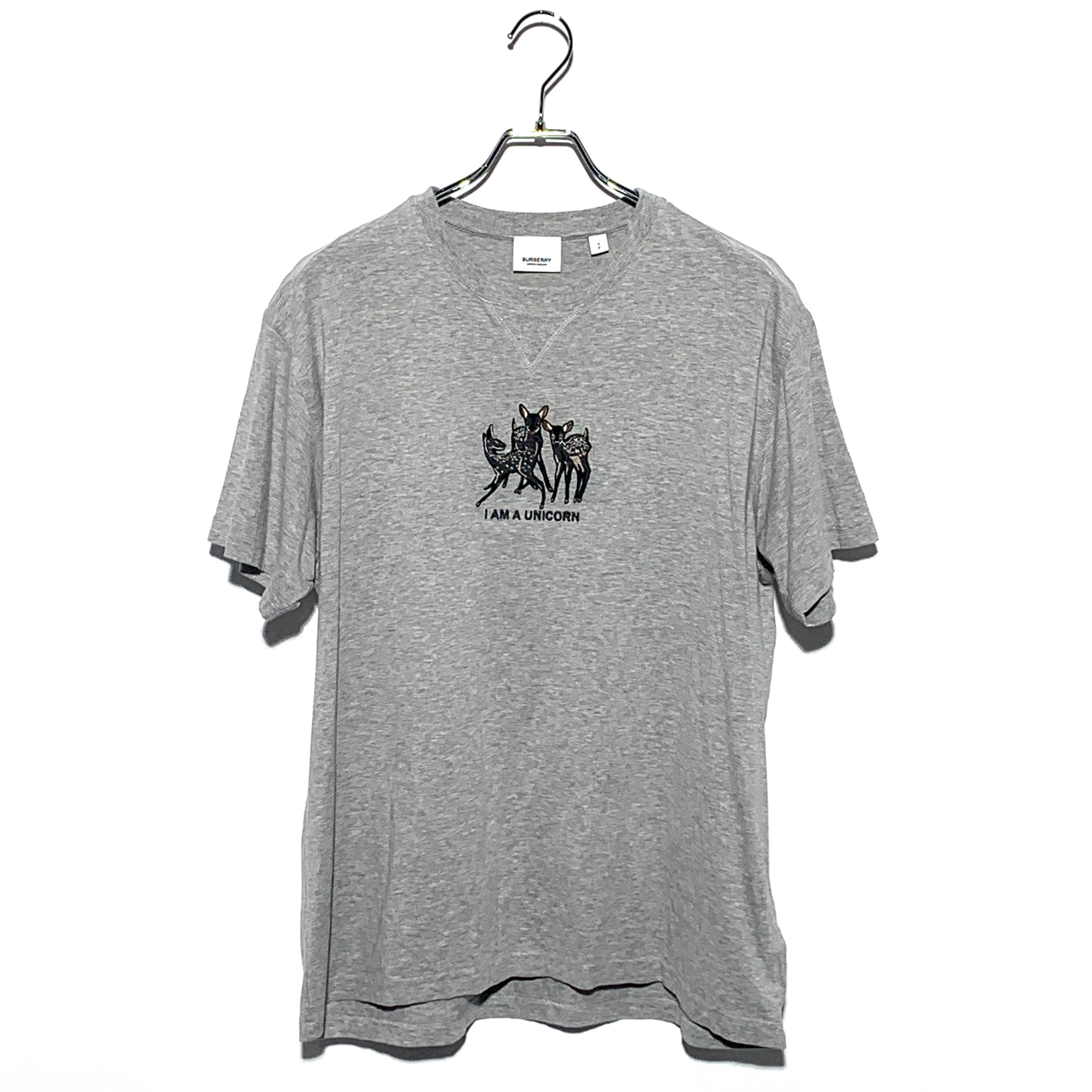 Burberry Embroidered Deer Cotton Oversized T-Shirt "Gray”