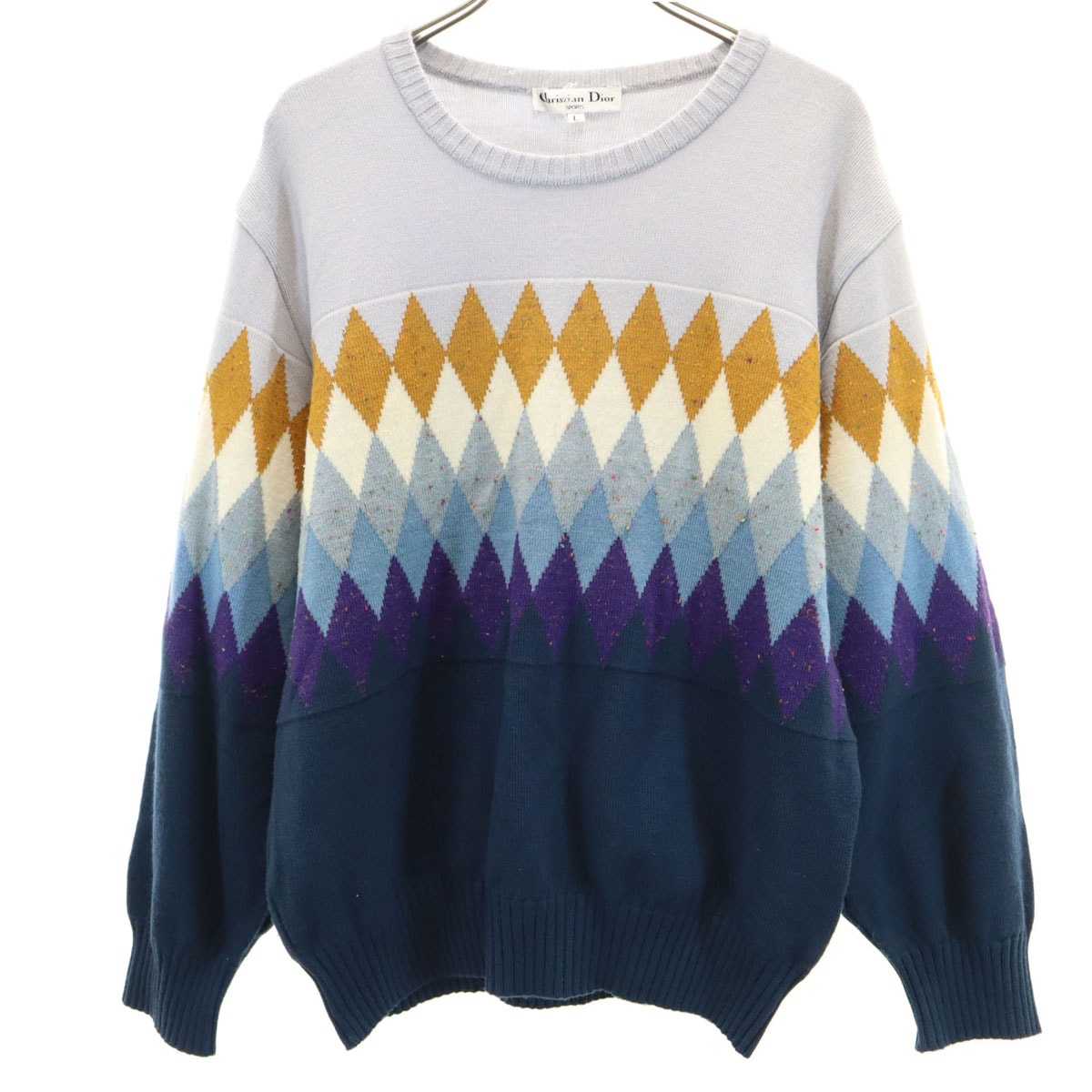 Christian Dior SPORTS クリスチャンディオールスポーツ 90s オールド アーガイル柄 長袖 セーター L グレー ニット