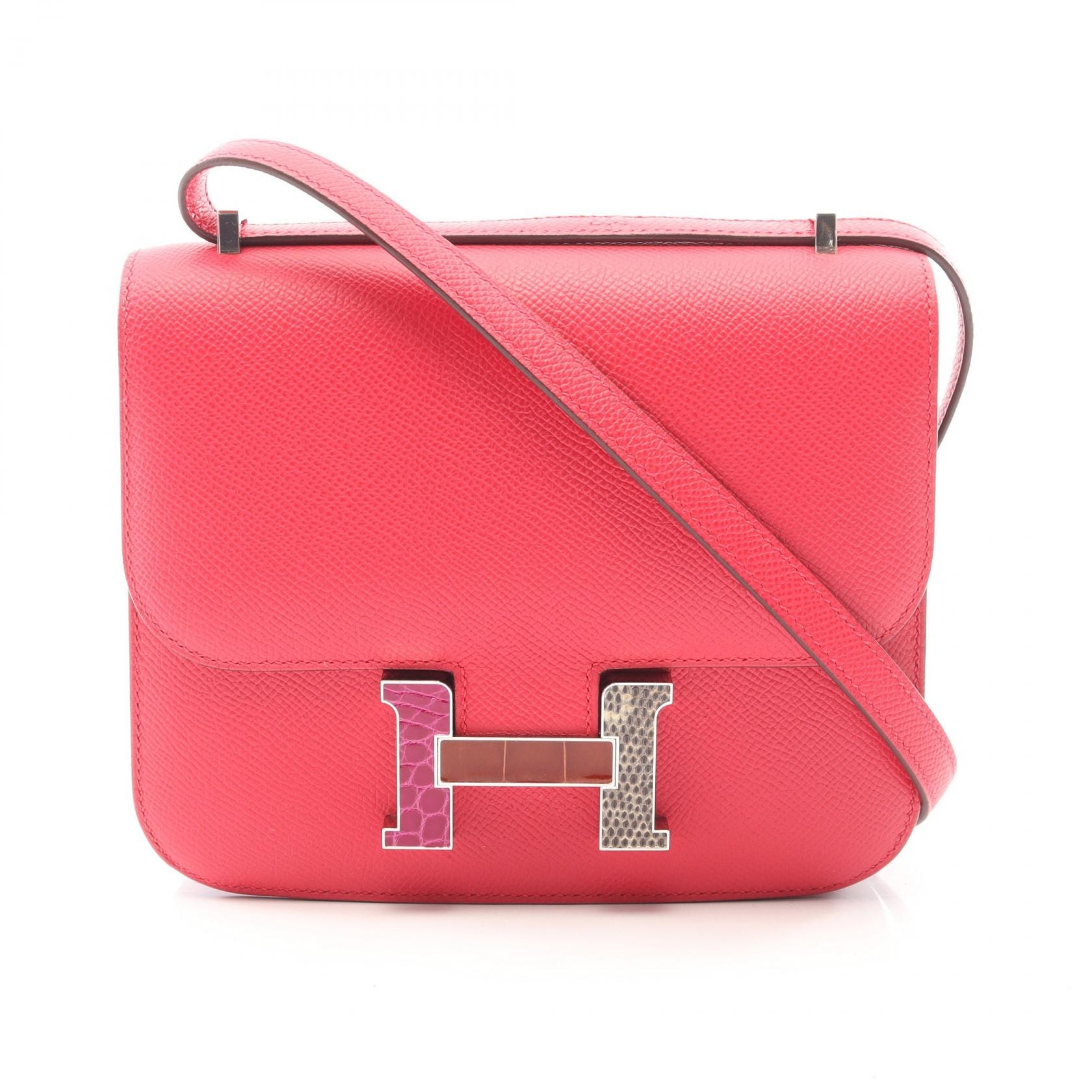 エルメス HERMES コンスタンス3 ミニ ローズエクストリーム ショルダーバッグ バッグ ヴォーエプソン / アリゲーターリセ ヴォーエプソン Z刻印(2021年製造) レディース ピンク系 【中古】