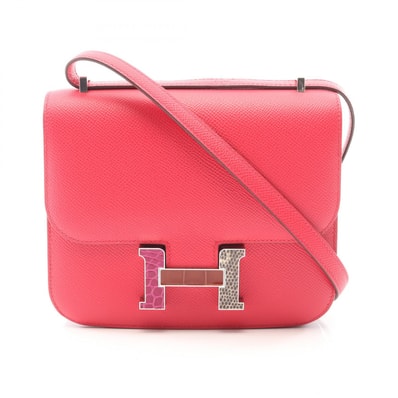 エルメス HERMES コンスタンス3 ミニ ローズエクストリーム ショルダーバッグ バッグ ヴォーエプソン / アリゲーターリセ ヴォーエプソン Z刻印(2021年製造) レディース ピンク系 【中古】