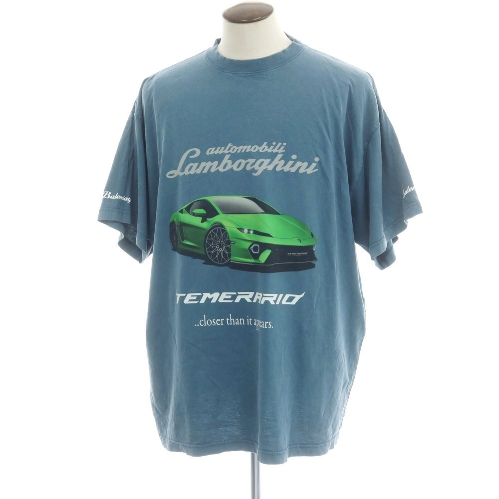 【中古】バレンシアガ BALENCIAGA × Automobili Lamborghini 2025年秋冬 半袖Tシャツ ブルー系【サイズ4】【メンズ】