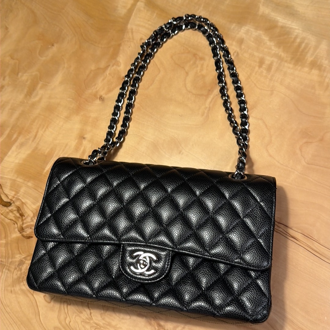 CHANEL Matelasse Classic Double Flap Lambskin "Black/Silver"