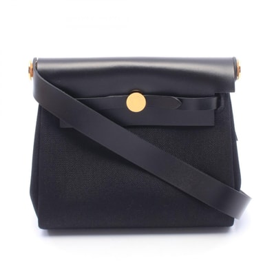 エルメス HERMES エールバッグジップ ミニ ショルダーバッグ バッグ キャンバス レザー トワルミリタリー / ヴァッシュハンター トワルミリタリー レディース ブラック系 【中古】