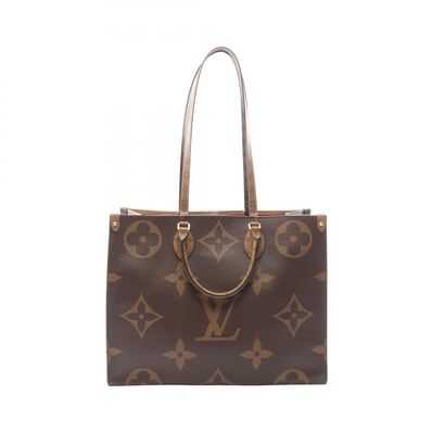 ルイ・ヴィトン LOUIS VUITTON オンザゴーGM 2WAY トートバッグ バッグ PVCコーティングキャンバス モノグラム・ジャイアントリバース ベージュ レディース ブラウン系 / ベージュ系 M44576 【中古】