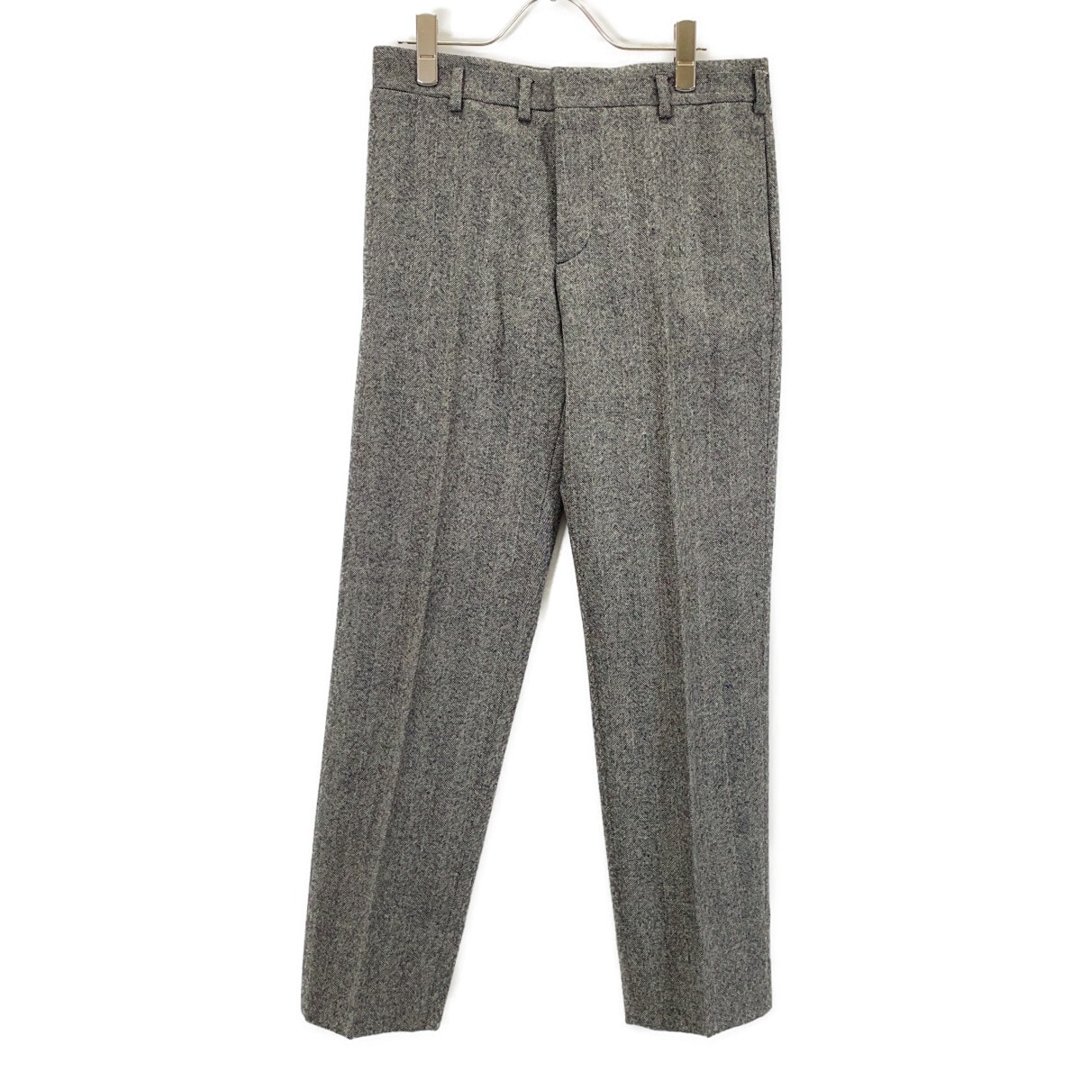 サンローランパリ 460705 Y038R グレー ウール センタープレス ヘリンボーン テーパードスラックス 44