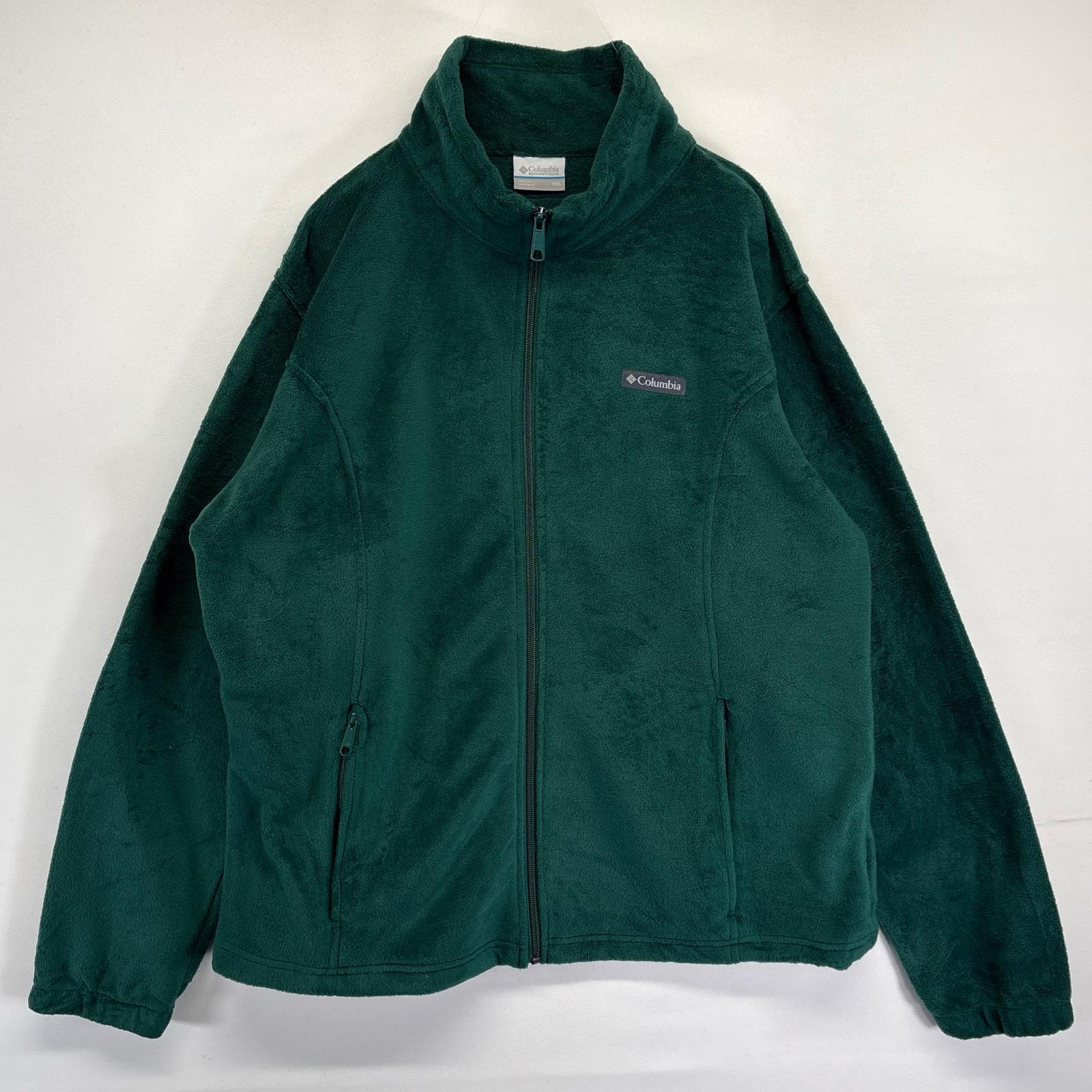 古着 コロンビア Columbia フルジップフリースジャケット ワンポイントロゴ アウトドア 2XL グリーン レディース