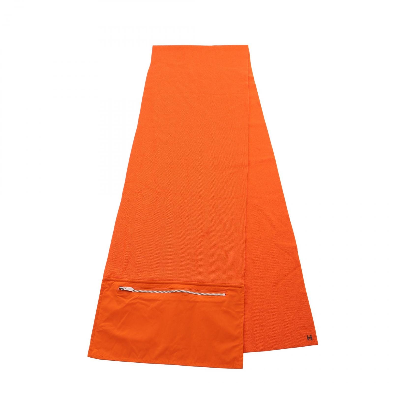 エルメス HERMES ジャストインケース マフラー 衣料品 シルク ナイロン カシミヤ シルク オレンジ レディース オレンジ系 【中古】