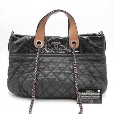 CHANEL(シャネル)インザミックス ヴィンテージ チェーントートバッグ ショルダーバッグ ブラック レザー ココマーク シルバー金具 レディース【中古】