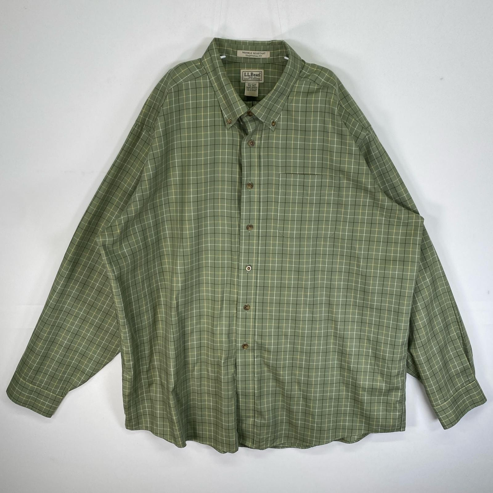 古着 エルエルビーン L.L.Bean 長袖シャツ チェック ボタンダウン 大きいサイズ 14041  グリーン系 マルチカラー メンズ
