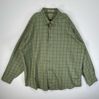 古着 エルエルビーン L.L.Bean 長袖シャツ チェック ボタンダウン 大きいサイズ 14041 グリーン系 マルチカラー メンズ