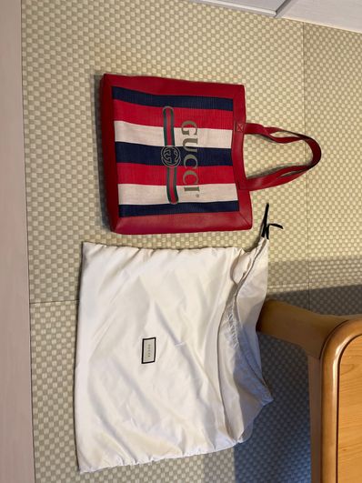 GUCCI Printed Medium Tote Bag "Red"