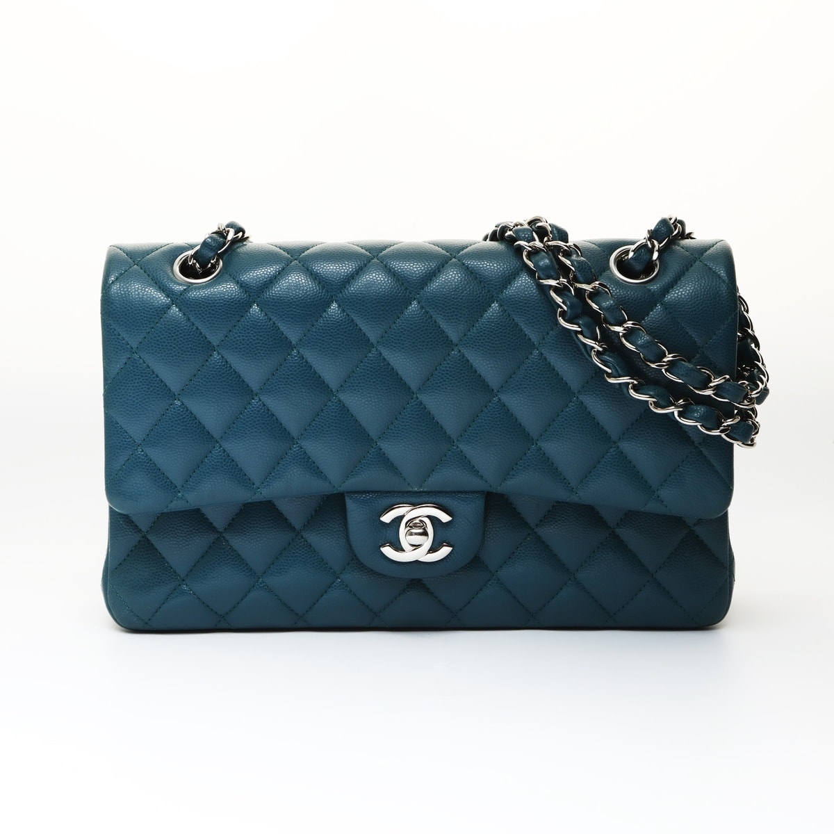 シャネル CHANEL 26番台 キャビアスキン ダブルフラップ マトラッセ 25cm ショルダーバッグ【中古】