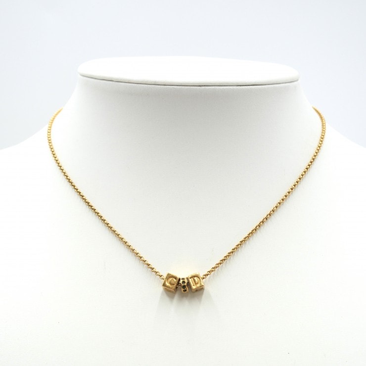 Christian Dior(クリスチャン ディオール)CDキューブロゴ ネックレス ヴィンテージ ゴールドカラー ロゴ レディース アクセサリー 45cm 【中古】